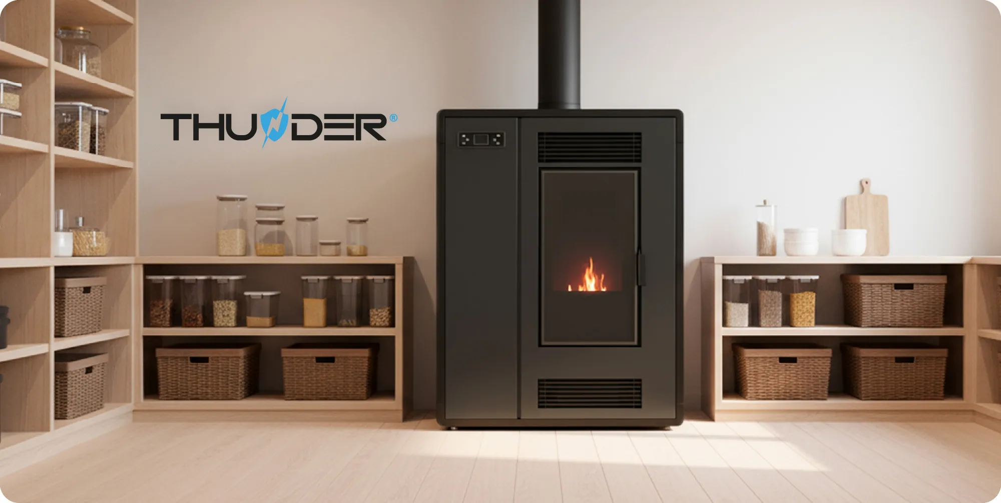 Poêle à granulés autonome 12 kW – THUNDER ARIA-BLACK