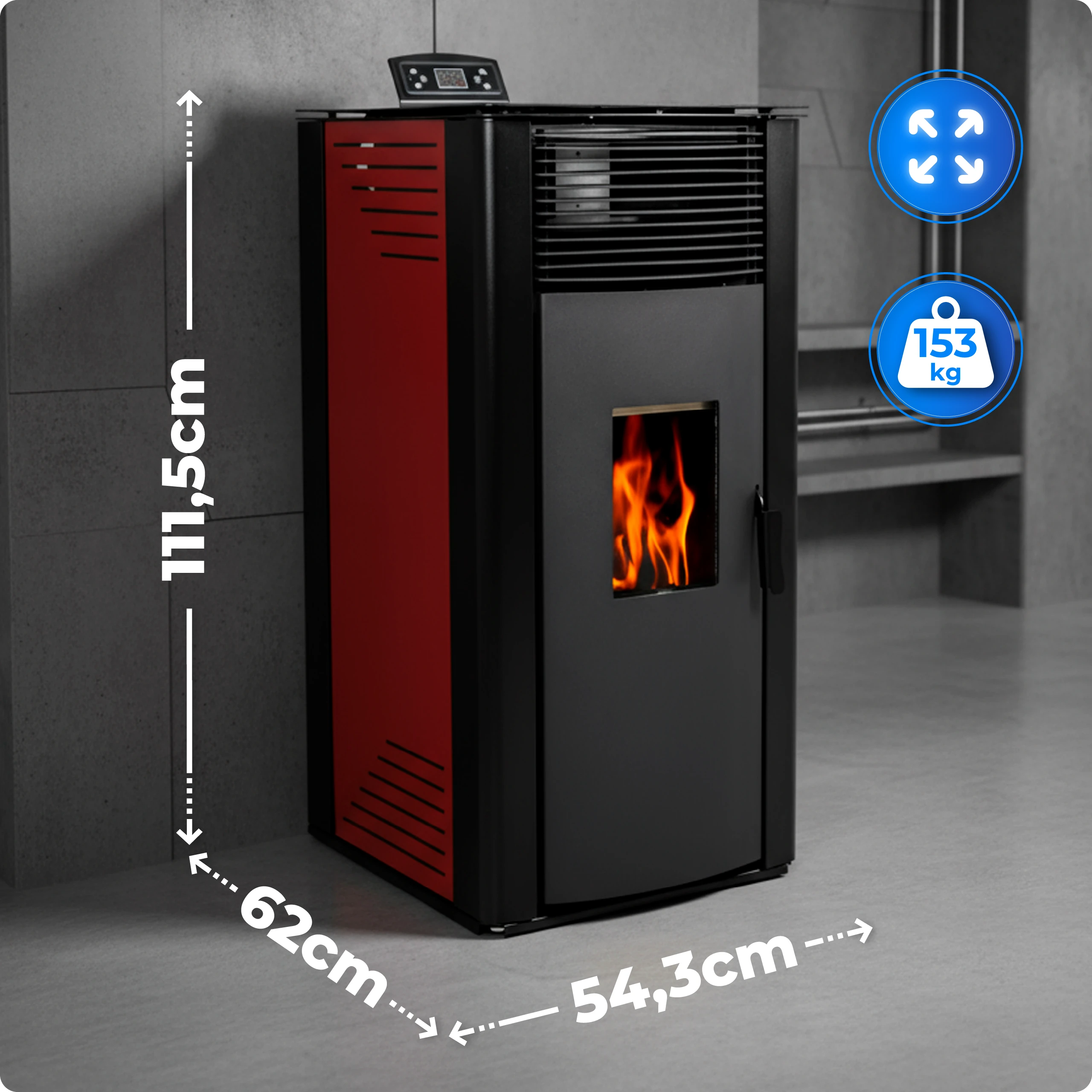 Spécifications du poêle THUNDER GAREN-RED 12 kW