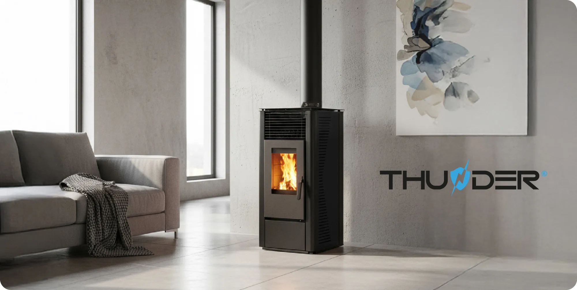 Poêle à granulés autonome 12 kW – THUNDER ARIA-BLACK