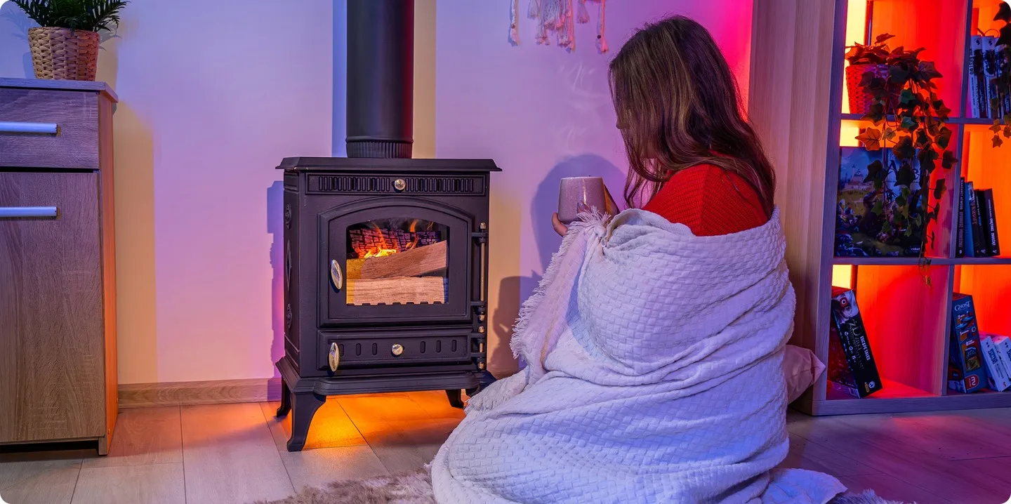 Poêle à bois autonome 7kW, insert cheminée