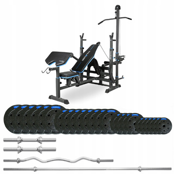 Ensemble de musculation 117,5 kg avec banc VIGOR-C de la marque THUNDER et barre EZ légèrement courbée (précommande 17.12)