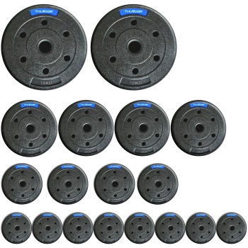 Ensemble de poids bitumineux de la marque THUNDER 2x10 kg + 4x5 kg + 4x2,5 kg + 8x1,25 kg