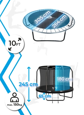 THUNDER INSIDE ELITE trampoline 10FT (305 cm) NOIR