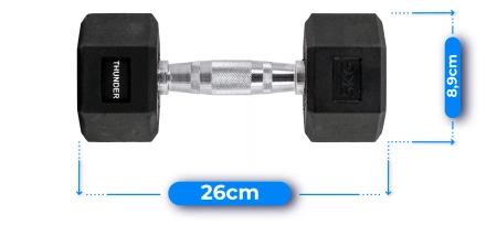 Haltère hexagonal 5 kg THUNDER