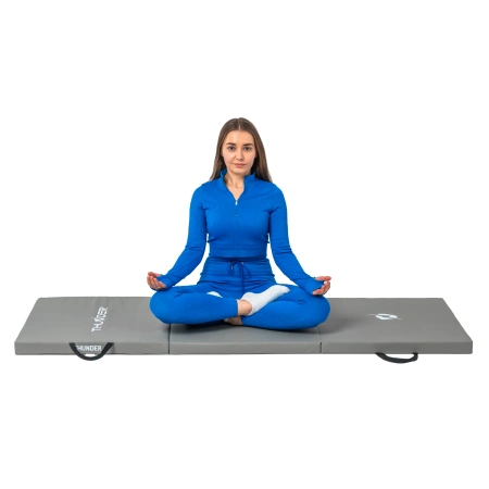 Tapis de gymnastique gris 180x60x4 THUNDER