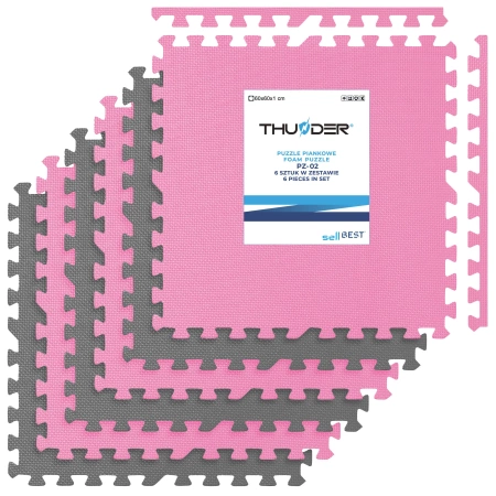 Dalle de sol puzzle rose-gris 60x60cm THUNDER