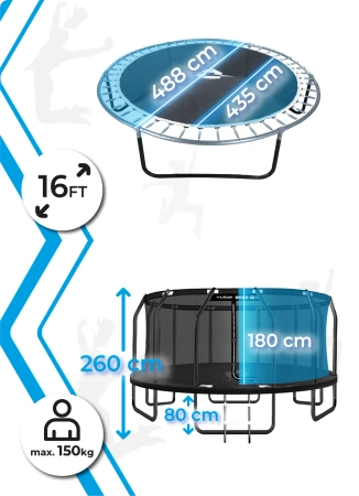 THUNDER INSIDE ELITE Trampoline 16FT (488 cm) NOIR