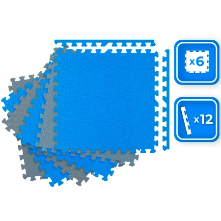 Dalle de sol puzzle bleu-gris 60x60x1cm THUNDER