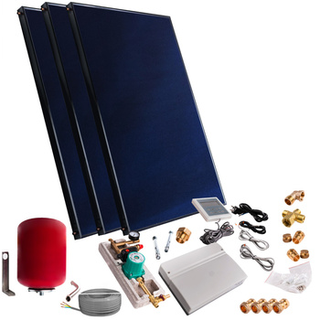 Kit solaire avec trois panneaux plats de 2m² sans câble solaire et sans réservoir
