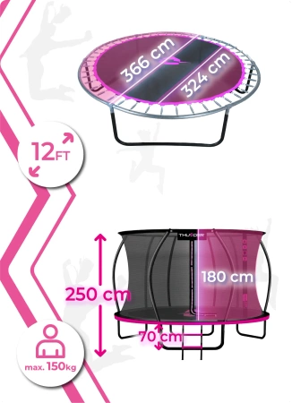 Trampoline THUNDER INSIDE ULTRA 12FT (366 cm) PINK