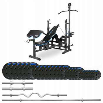 Ensemble de musculation 117,5 kg avec banc VIGOR-C de la marque THUNDER et barre EZ fortement courbée (précommande 17.12)