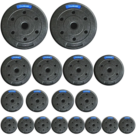 Ensemble de poids bitumineux de la marque THUNDER 2x10 kg + 4x5 kg + 4x2,5 kg + 8x1,25 kg