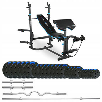 Ensemble de musculation 117,5 kg avec banc VIGOR-B de la marque THUNDER et barre EZ fortement courbée